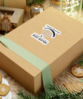 Gift box with Paragliding Sticker For Paramotor Pilots And Sky Enthusiasts Vinyl Decal on top, surrounded by holiday decor.