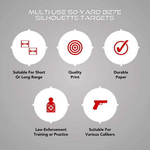 Silhouette Target Pack 12x22 Inches For Indoor And Outdoor Shooting Practice Red Police Style Silhouettes 50 Count features