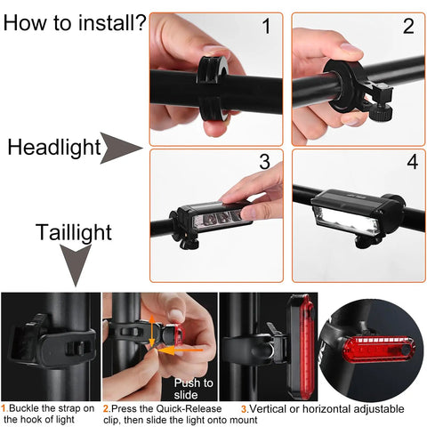 Beast Mode Bright Bike Light Set For Night Riding With USB Rechargeable LED Headlight And Taillight Waterproof MTB Off Road Safety Lighting 5 Modes With High Beam And Low Beam Great For Adults And Kids
