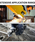 Round steel rod, 6mm x 200mm, high-speed steel lathe bar stock for shaft turning.
Installed view: round steel rod mounted in bicycle wheel hub jig for DIY turning.