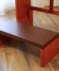 Folding Wooden Prayer Kneeler Bench For Home Or Church Space Saving Kneeler With Fold Up Tabletop And Bible Shelf Sturdy Kneeling Furniture 20 By 25 By 32 Inches, focusing on folded bench section.