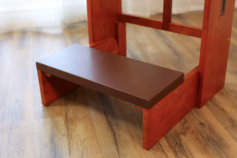 Folding Wooden Prayer Kneeler Bench For Home Or Church Space Saving Kneeler With Fold Up Tabletop And Bible Shelf Sturdy Kneeling Furniture 20 By 25 By 32 Inches, focusing on folded bench section.