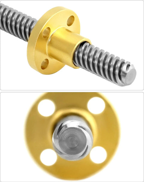 T8 300Mm Lead Screw With Brass Nut For 3D Printers 4 Pack Acme Thread 4 Starts 2Mm Pitch 8Mm Lead Stainless Steel Shaft close-up view