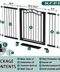 Package contents of Extra Wide Baby Gate With Door 54.4 To 57 In Adjustable Pressure Mounted No Drill Indoor Gate for stairs