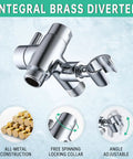 Chrome 3-way diverter of Dual Shower Head System With Rainfall Top Spray And Handheld 70 Inch Flexible Hose Smooth Easy Install