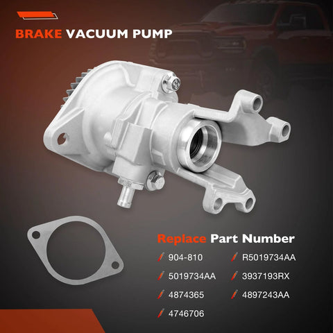 Gear-driven brake vacuum pump, metallic silver, front view for 1994–2002 Dodge Ram 5.9L Cummins Diesel