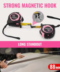 25 Foot Tape Measure With Fractions, Retractable Steel Blade, Magnetic Hook, Three Brake System, Nylon Coating in Pink
