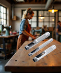Three Piece Grommet Hole Punch Set with Steel Hollow Punches for Leatherworking and Crafts, showing quarter, three-eighths, half-inch sizes