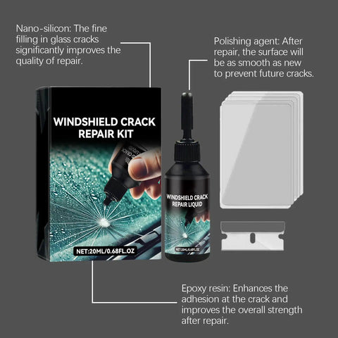 DIY Windshield Crack Repair Kit for Cars and Glass, 2025 Advanced Cracks Gone Glass Repair Kit with fluid and applicators