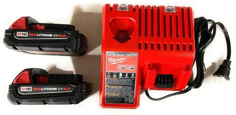 M18 Red Lithium CP2.0 lithium battery and charger for power tools, used with Pro Level Cordless Hydraulic Crimping Cutting Tool.