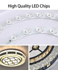 Close-up of high-quality LED chips on the Dimmable Crystal LED Ceiling Light With Remote Control Eighteen Point Nine Inch Flush Mount Fixture 45W Brightness Adjustable Color Temperature 3000K To 6000K Ideal For Bedroom Living Room Hallway Modern Interior Lighting
