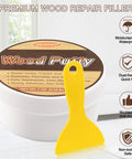 Water Based Wood Filler White Wood Putty For Trim And Cabinet Repair Paintable Stainable Formula 7 oz container with applicator