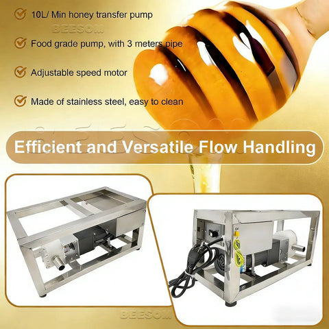 Heavy Duty 90W Viscous Liquid Transfer Pump With Adjustable Speed Gear Mechanism For Thick Honey Peanut Butter Paste Filling up To 5.7 Liters Per Minute High Capacity Rotor Design For Smooth Semisolid Conveying Tasks