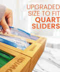 Slick Bamboo Bag Storage Organizer Ace Kitchen Drawer Dispenser Container Fits Ziplock Gallon Quart Sandwich And Snack Slider Bags No Sweat Pantry Makeover Fix with quart slider bag.