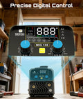 135A MIG Welder 110V 3 In 1 Gasless Flux Core Lift TIG Stick Welding Machine with large digital display in workshop