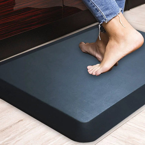 Extra Thick Anti Fatigue Floor Mat For Standing Desks And Kitchen Use With 1 Inch Cushion, Durable PU Foam Surface And Wear Resistant Leather Top, Easy Wipe Clean, Comfy All Day Support For Home Office Or Garage Black 30 By 20