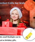 Child with gifts and Mini LED Flashlight Keychain 24 Pack Bulk Assorted Colors For Hiking Camping Parties Night Reading Kids Emergency Prep Hunting And Everyday Carry Tiny Portable Pocket Light.