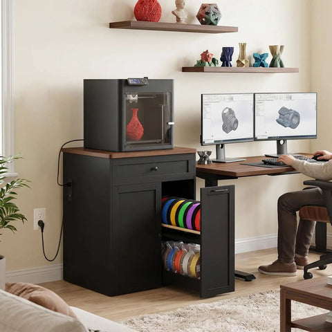All In One 3D Printer Cabinet With Slick Rolling Filament Storage Drawer For Large Printers And Sweet Workshop Setup Heavy Duty Frame Holds Twenty Spools Smooth Glide Bin Keeps Your Maker Gear Dope And Tight So You Can Just Focus On Printing