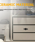 Dope Ceramic Cabinet Knobs Set For Vintage Dresser Hardware In Black Matte shown on white drawers with back plates included