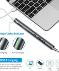 28 In 1 Cordless Electric Screwdriver Kit With 24 Bits connected to laptop USB for charging