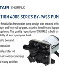 RV Fresh Water Pump 12V 3.0 GPM 55 PSI Quiet Automatic Demand Diaphragm Bypass Pump in product display