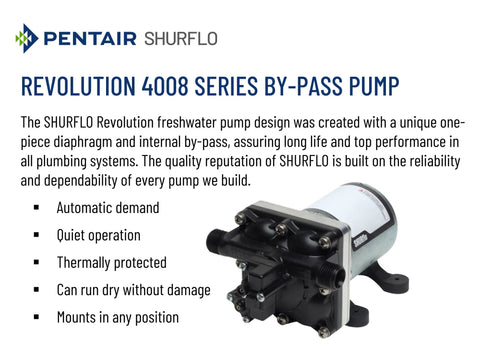 RV Fresh Water Pump 12V 3.0 GPM 55 PSI Quiet Automatic Demand Diaphragm Bypass Pump in product display