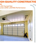 12 Inch Radius Garage Door Track Curve Set For 7 Foot Doors, 8.5 Feet Total Length, Fits 2 Inch Pulleys, 1.5mm Steel shown installed