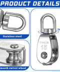 Heavy Duty 304 Stainless Steel Rope Pulley Set 16 Pack M15 Small Swivel Pulleys For Lifting And Towing Durable Wire Cable Wheel For Indoor Outdoor Clothesline And Rigging, 360 swivel