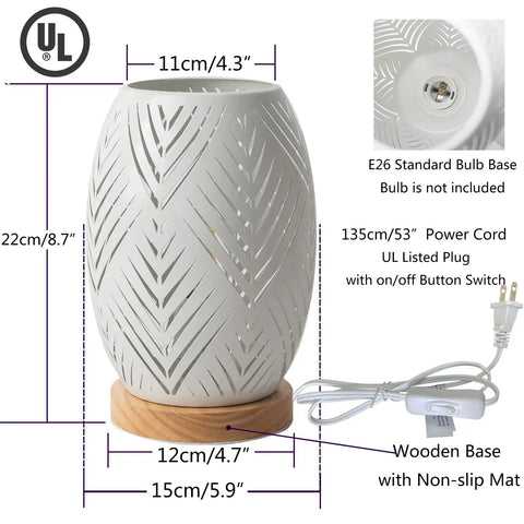 Modern Table Lamp With Metal Hollow Design For Bedroom Living Room Office Bar Or Restaurant E26 60W Night Light Bulb Not Included Cozy Warm Glow Minimalist Decor Durable Desk Lamp with wooden base and cord