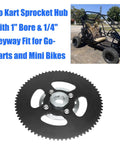 Go Kart 60 Tooth Rear Drive Sprocket Hub With One Inch Bore And One Quarter Inch Keyway Four Hole Mount Heavy Duty Silver