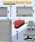 49 Pieces Steel Welding Practice Kit chart with measured steel coupons, magnets, dice, cubes, and cuboids for weld training.