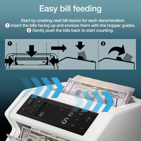 Beast Money Counter Machine With Counterfeit Detection Counts Up To 1000 Bills Per Minute Adds And Batches LCD Display 300 Bill Hopper