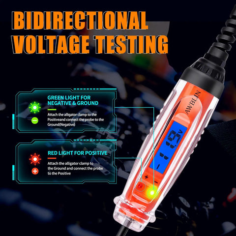 Automotive Test Light 3 To 72V DC Digital Light Tester For Quick Car Electrical Circuit Checks With Wide Voltage Range Easy To Use Durable Probe Perfect For DIY Mechanics And Pros, bidirectional voltage display
