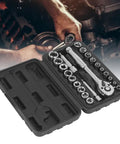 Pro Grade Hex Socket Wrench Set With 72 Tooth Quick Release Reversible Ratchet For Automotive Repair Garage Ready 20 Piece Vanadium Steel Tool Kit Includes Three Eighths And One Quarter Inch Sockets Extensions And Durable Case