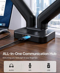 Heavy Duty Dual Monitor Arm Stand With Integrated USB Charging Ports Fits 17 To 32 Inch Screens Up To Nineteen Point Eight Pounds showing USB connections.