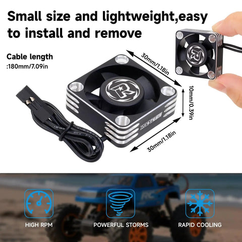 Two Pack 30mm RC Motor Heatsink With Cooling Fan For 1 8 1 10 1 12 Scale RC Cars Trucks Buggy Truggy 540 550 Brushless Motors