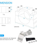 Diagram and parts of CNC Beast Brushless Spindle Motor Kit 600W ER16 48V DC 0 To 9000RPM with dimensions and mounting hardware