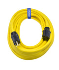 Heavy Duty 50 Foot Outdoor Extension Cord 12 Gauge 3 Conductor SJTW Yellow Water and Weather Resistant Flame Retardant 3 Prong Grounded Plug