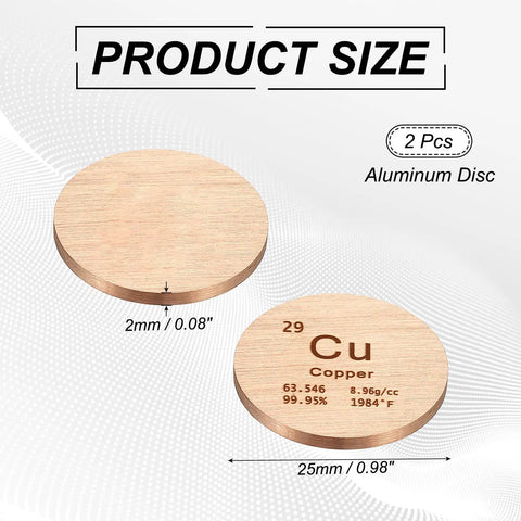 Image of Two Pack Copper Discs One Inch Cu High Density Pure Copper Discs 0.9995 Purity With 8.96 G Per CC Density For Science Labs.