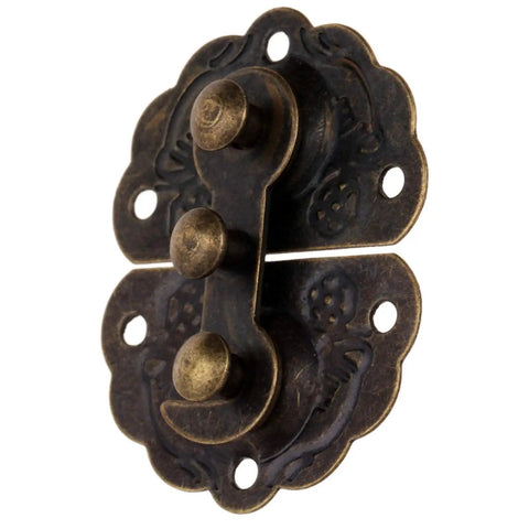 Five Piece Iron Vintage Key Hasp Lock Kit for Wooden Boxes, Old School Buckle Latch Clasp 44x34mm angle view