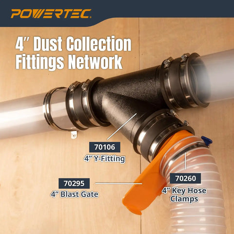 Clear PVC Dust Pipe 4 In By 36 In Long One Pack Rigid Tubing For Dust Collection Systems with Y-Fitting and clamps
