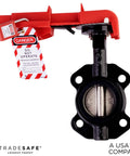 Red Butterfly Valve Lockout Device For 3 And 11 Thirty Second Inch Valve Head Diameter Water And Propane Shut Off, front view