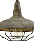 Farmhouse Barn Pendant Light With Dimmable Hanging Ceiling Fixture Industrial Cage Shade In Stained Charcoal Mold Finish
