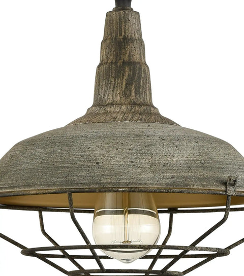 Farmhouse Barn Pendant Light With Dimmable Hanging Ceiling Fixture Industrial Cage Shade In Stained Charcoal Mold Finish