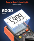 Digital Multimeter 6000 Count TRMS Auto Ranging for easy reading with backlit 6000-count LCD display