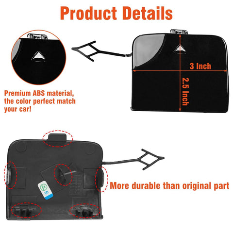Right Side Tow Hook Cover For BMW X3 G01 G08 Rear Bumper Eye Cap Black Replacement 2018 2019 2020 OE 51127498525 with dimensions