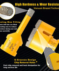 HASFER 13-piece diamond core drill bit set in yellow for marble/ceramic tile; vacuum-brazed 5/8-11 threaded bits.
