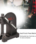 Straight Up Heavy Duty 1 Ton Manual Arbor Press For Riveting And Bearing Punching With Rock Solid Carbon Steel Construction Killer For Garage Shops Diy Enthusiasts And Knuckle Busting Jobs, showing hand punch press machine with fixed holes.