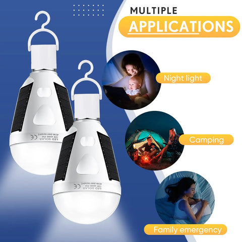 4 Pack Solar Rechargeable LED Light Bulbs 12W 6500K Portable Emergency Lighting For Home Power Outages And Outdoor Camping