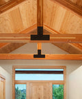 Wooden ceiling with 4 Pcs T Post Bracket Set With 16.9 by 5 Inch T Flat Mending Plates Black Powder Coat Joining Brackets for truss framing
